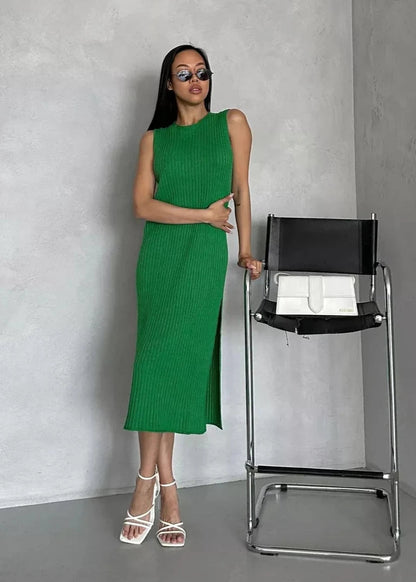 Sleeveless Ribbed Maxi Dress