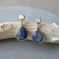 Blue Inlaid Drop Stone Pearl