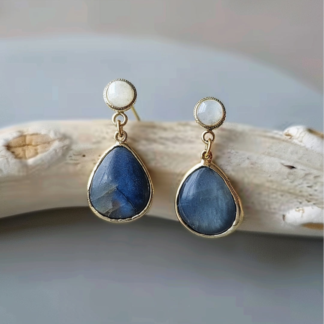 Blue Inlaid Drop Stone Pearl
