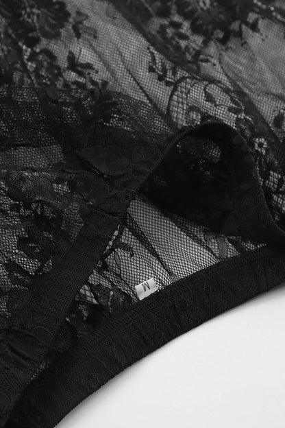 High Waist Black Lace Sheer Skirt
