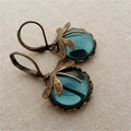 Vintage Dragonfly Teal Glass Drop