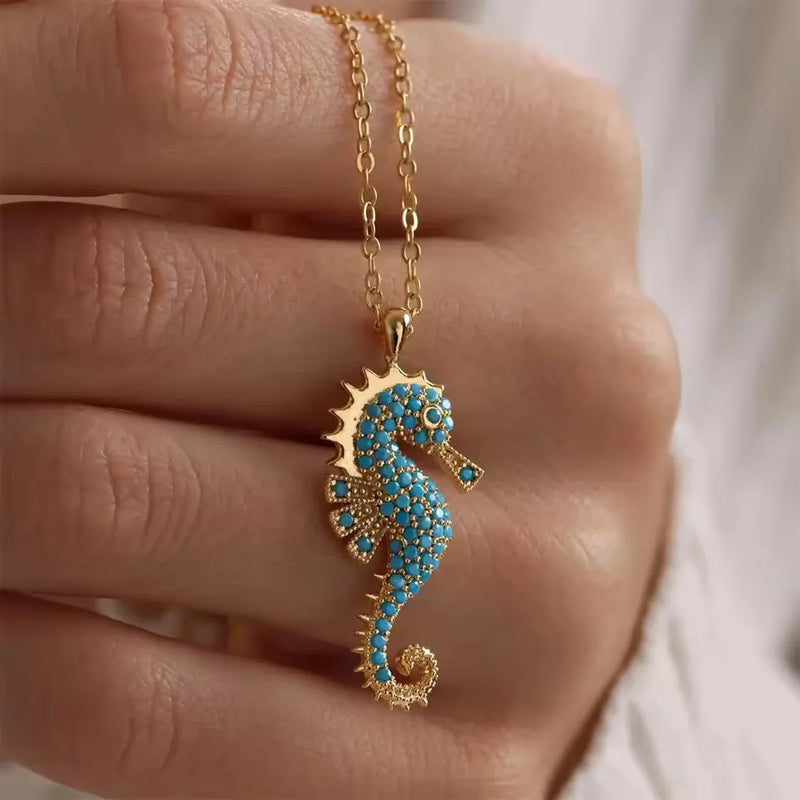 Elegant Turquoise Seahorse