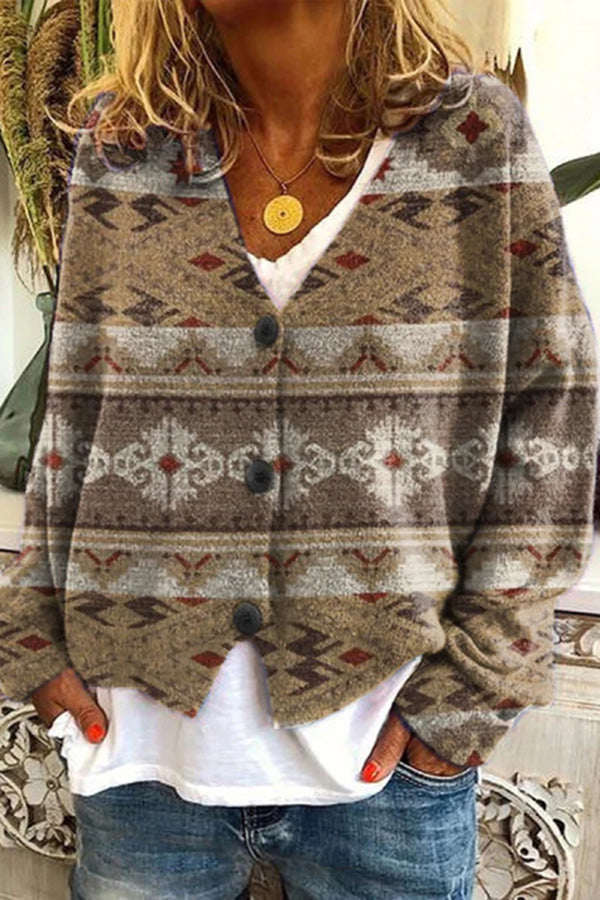 Knitted Long Sleeved Cardigan With Fun Printed Buttons