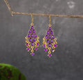 Bohemian Purple Beaded Tassel Earrings