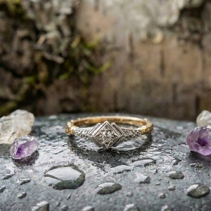 Vintage Glass Star Gold Ring