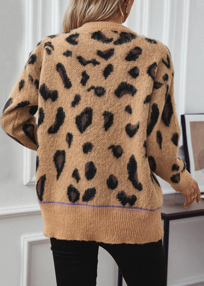 Luxe Leopard Brushed Sweater - Jacquard Knit