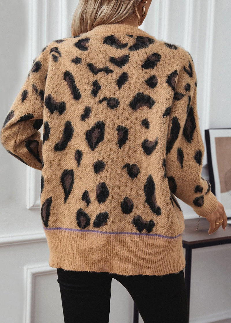 Luxe Leopard Brushed Sweater - Jacquard Knit