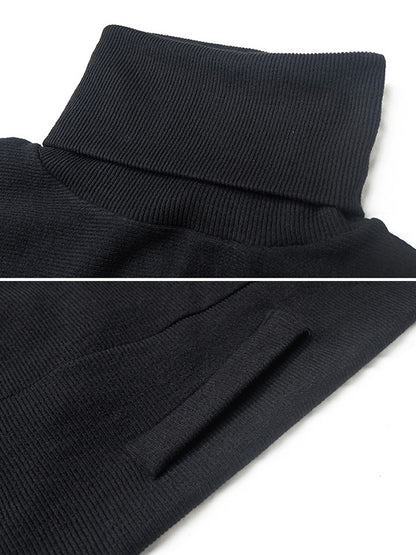 Super Loose Black High-neck Knitting Batwing Sleeves Sweater Dress