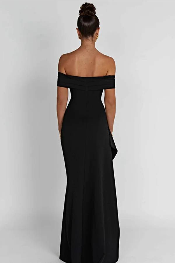 Lady Off Shoulder High Slit Maxi Dress