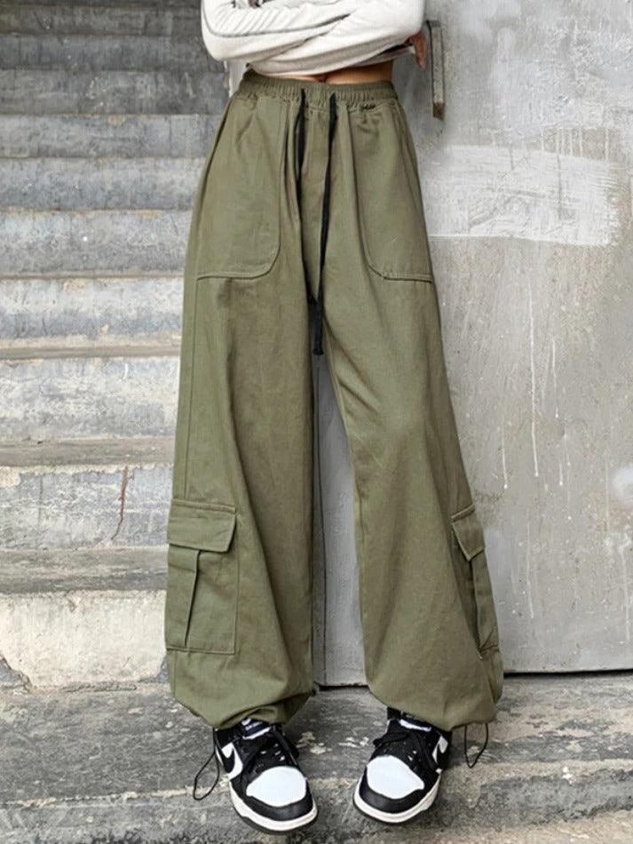 Drawstring Baggy Cargo Pants With Big Pockets