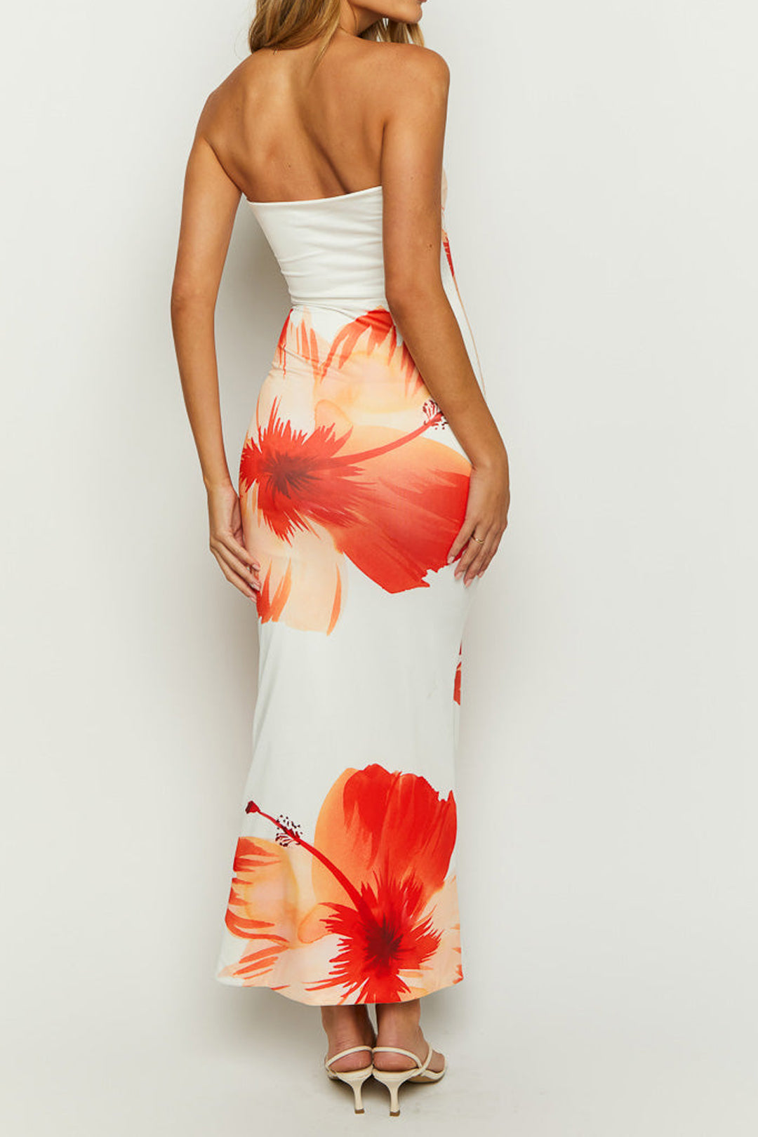 Sunny Sweet Cascade Strapless Slim Midi Dress