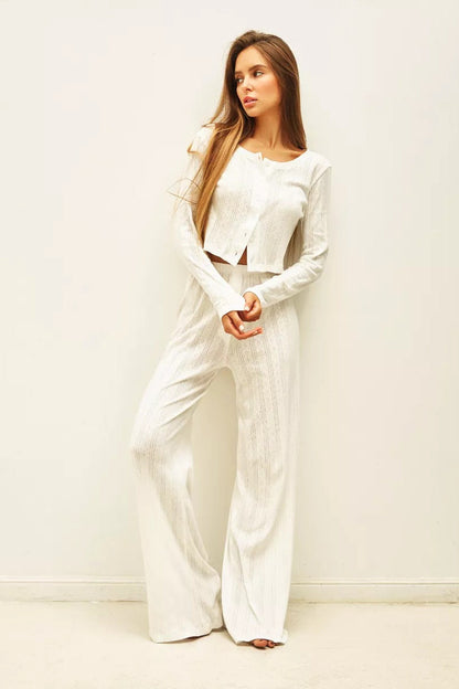 Soft Cutout Jacquard Two Piece Set