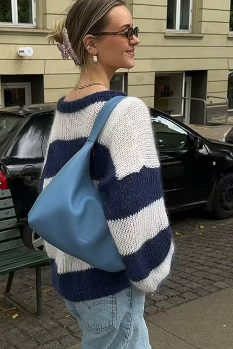 Striped Crewneck Stylish Sweater