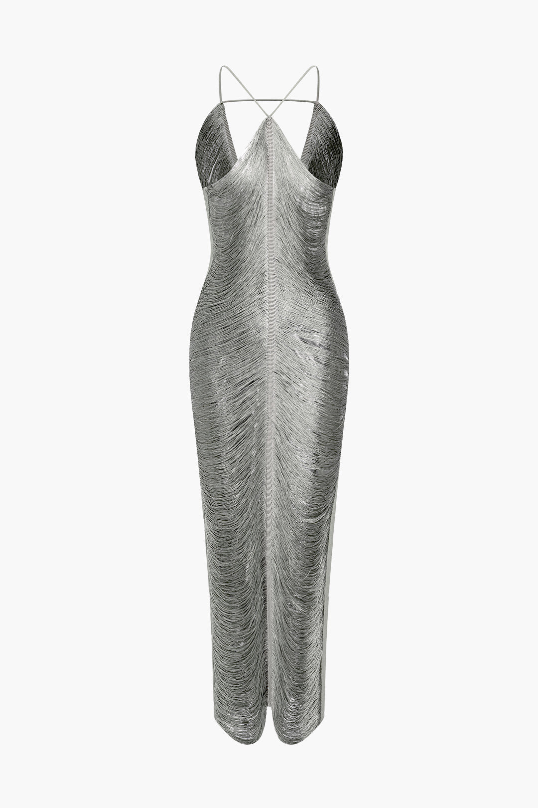 Classic Fringe Cut Out Slit Midi Dress