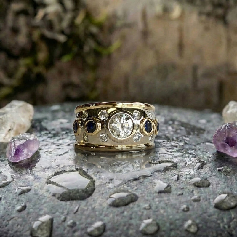 Vintage Golden Inlaid Zirconia Ring