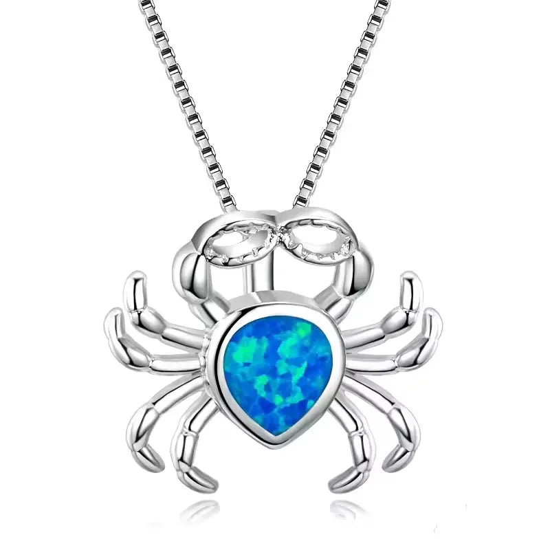 Elegant Opal Crab Necklace
