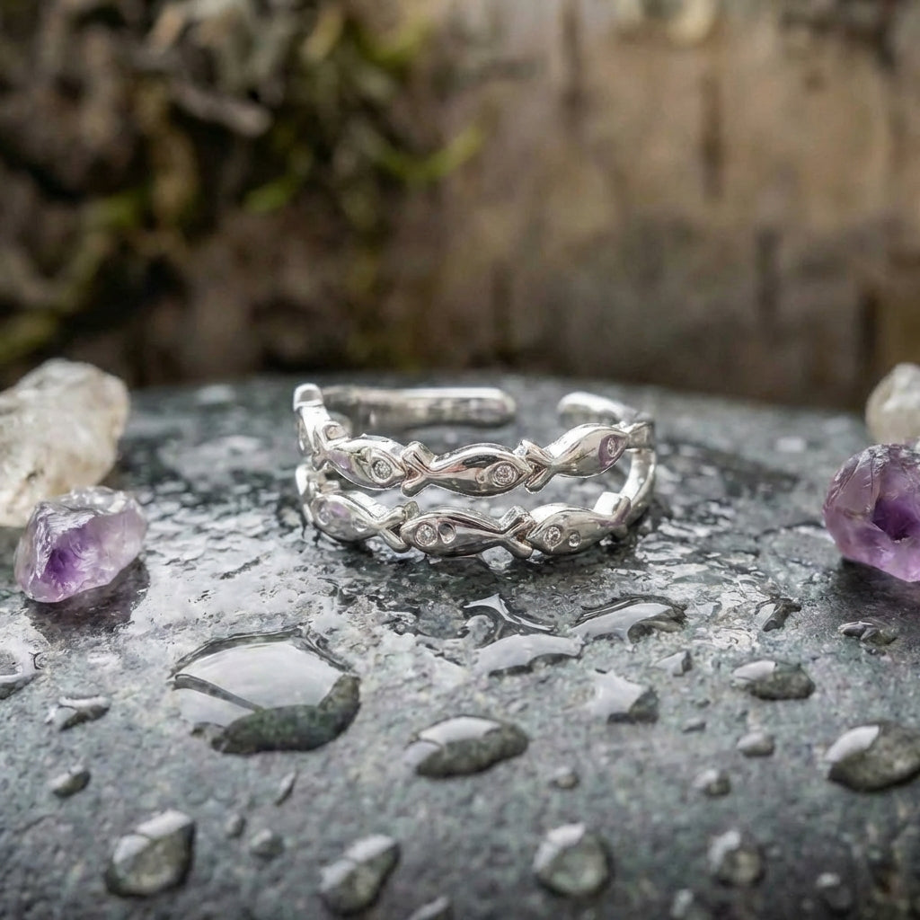Elegant Silver Fish Ring