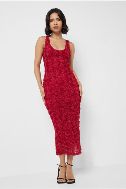 Elma Applique Backless Maxi Dress