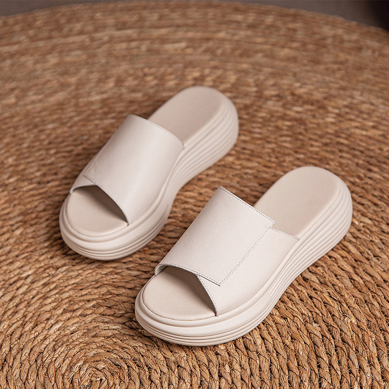 Flat Leather Slippers for