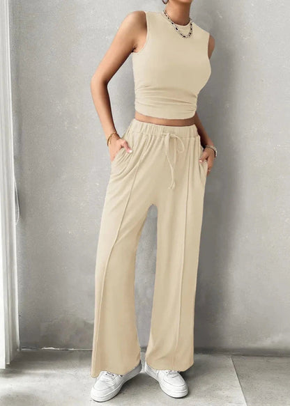 Urban Allure - Sleeveless Top and Wide-leg Pants Set