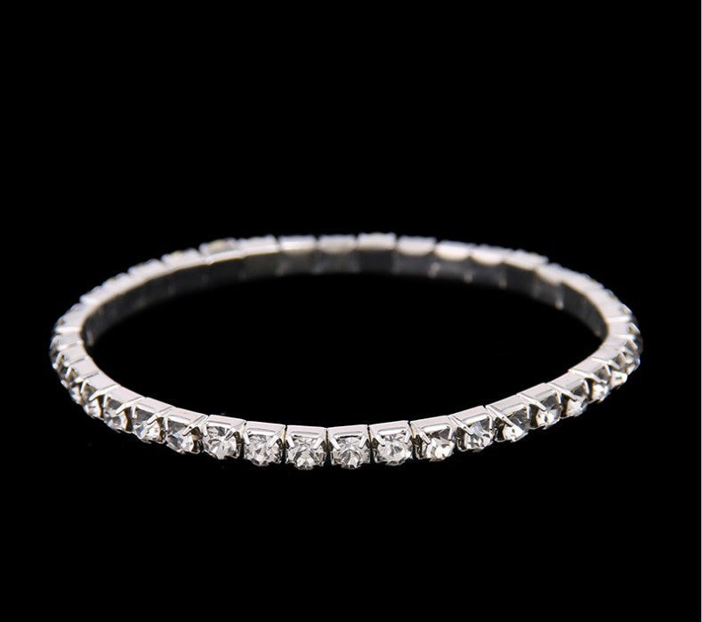 Vintage Silver Single Row Crystal Bangle