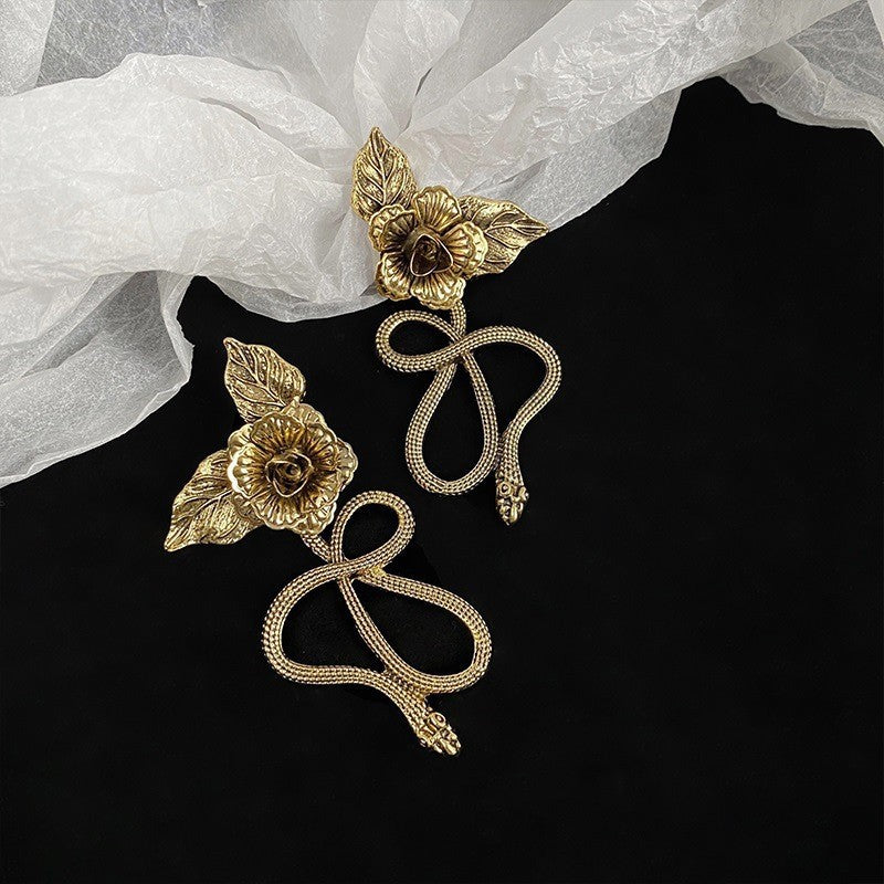 Vintage Floral Snake Earrings