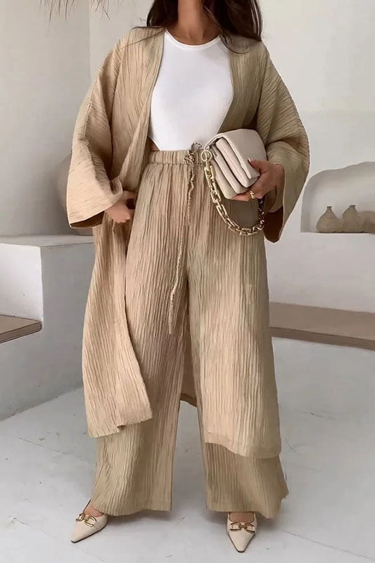 Long Slit Cardigan Two-piece Set