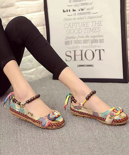 Style Handmade Beaded Flat Sole Single Shoes