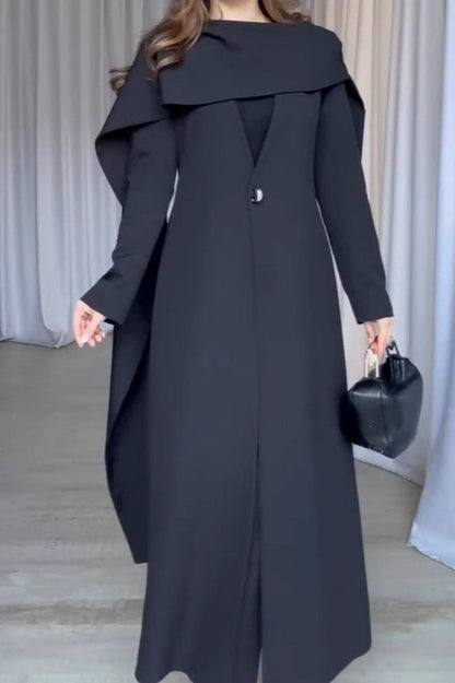 Cape Sleeve Color Long Overcoat