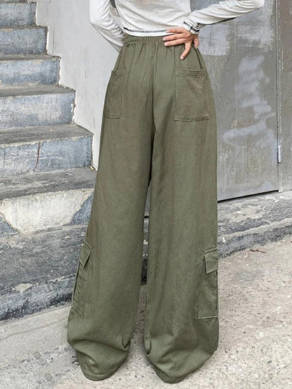 Drawstring Baggy Cargo Pants With Big Pockets