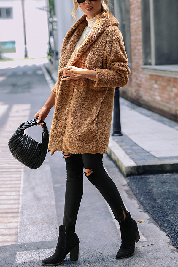 Color Double-faced Velvet Loose Long Coat