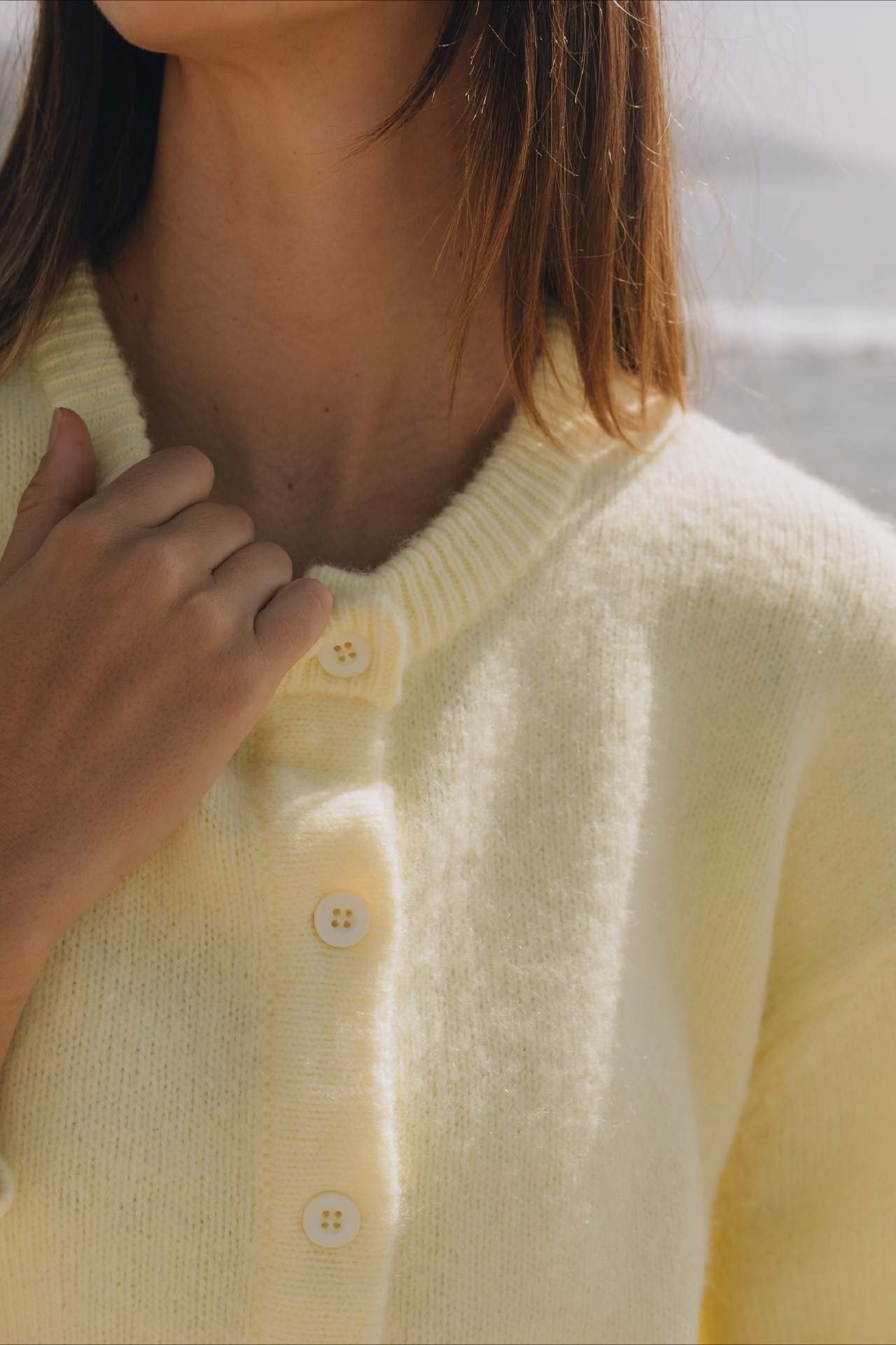 Buttoned Long Sleeve Knit Cardigan