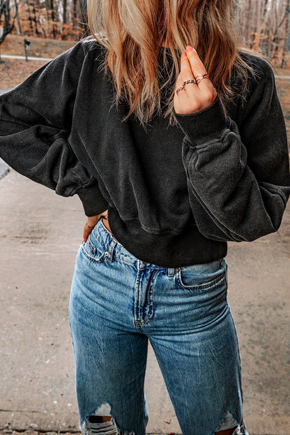 Black One Strap V-shape Open Back Sweatshirt