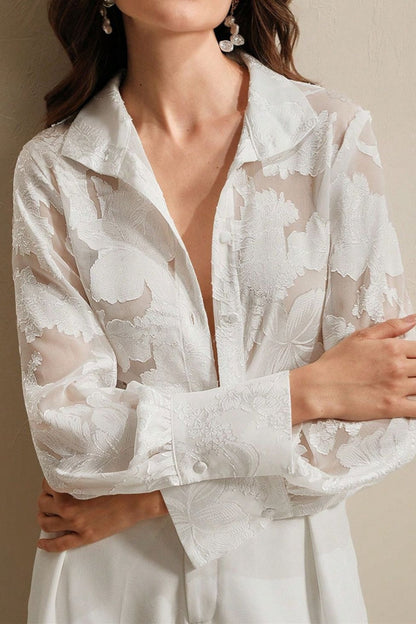 Jacquard Turtleneck Blouse