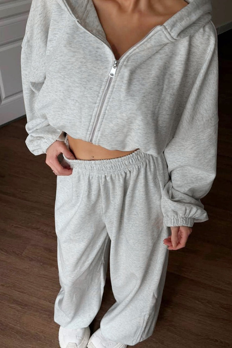 Loose Fit Hoodie Cinched Waist Jogger Pants Set