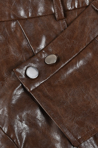 Pu Leather Mini Bodycon Skirt
