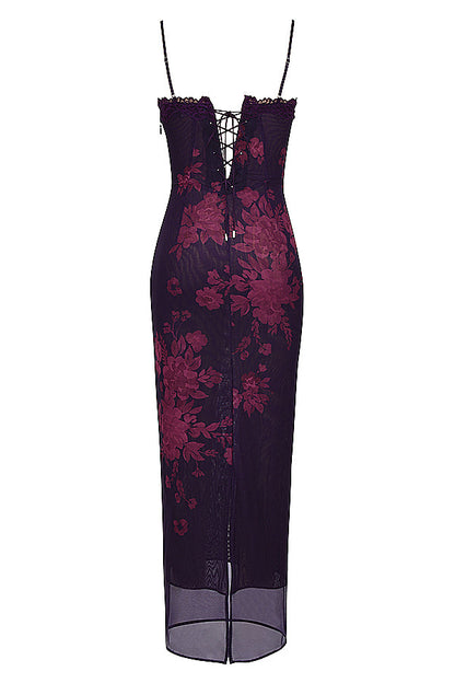 Aiza — Mesh Maxi Dress With Contoured Fit