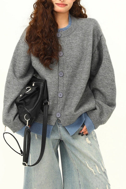 American Retro Fake Two-piece Cardigan