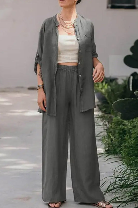 Loose Color Shirt Pants Set