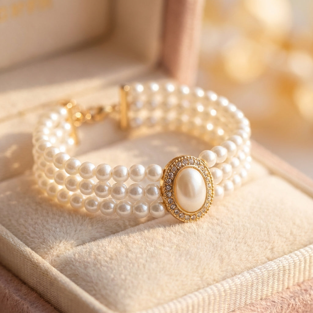 Elegant Triple Pearl Necklace
