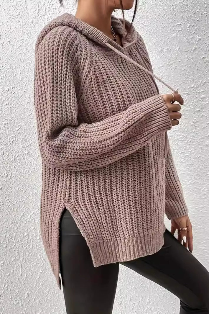 Hooded Oversized Side Slit Sweater