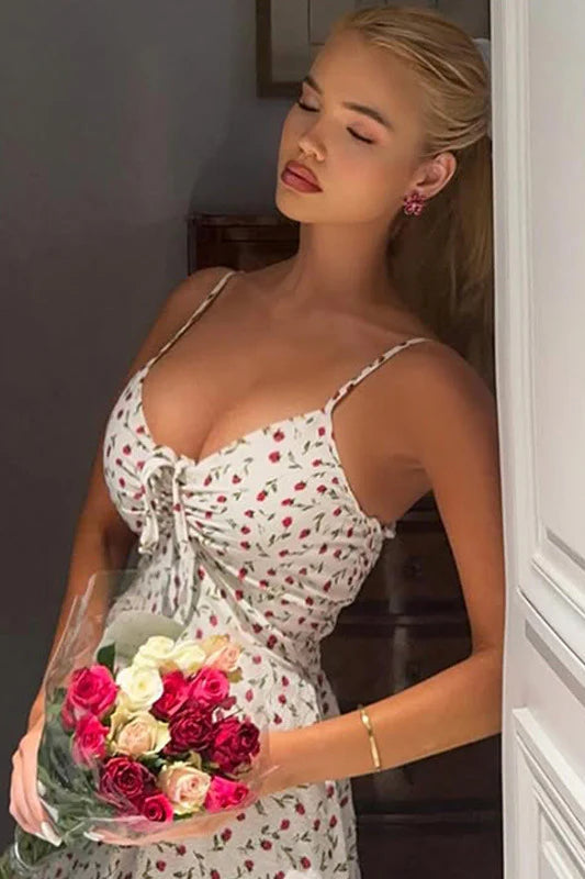 Sweet Tie-back High Waist Cami Maxi Dress