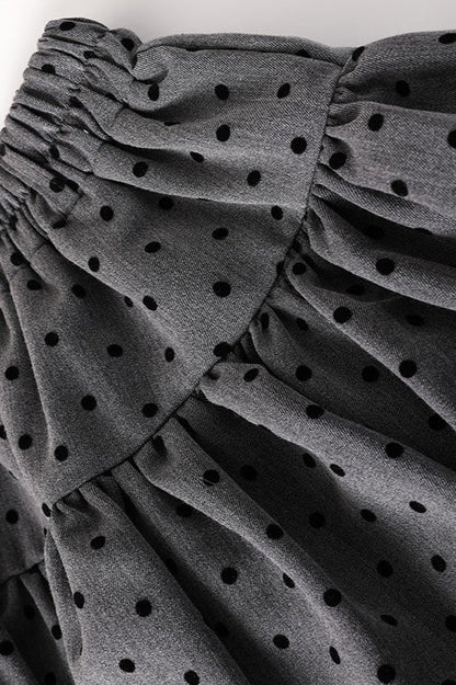 Polka Dot Black Belted Tulle Mini Skirt