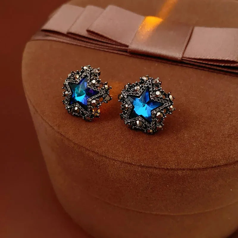 Blue Star Crystal Earrings