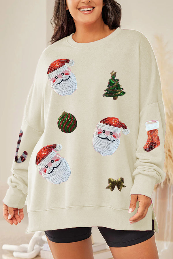 Christmas Sequined Loose Long-sleeved Sweatshirt