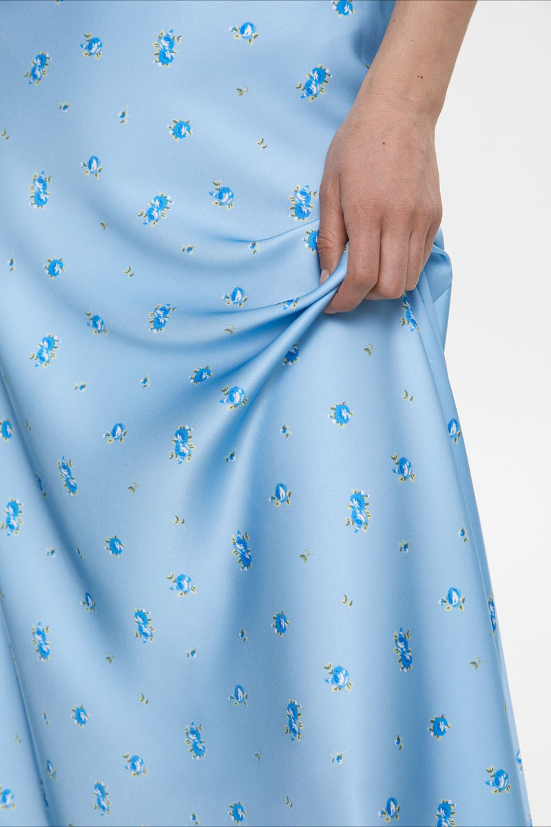 High Waist Satin Print Drape Skirt