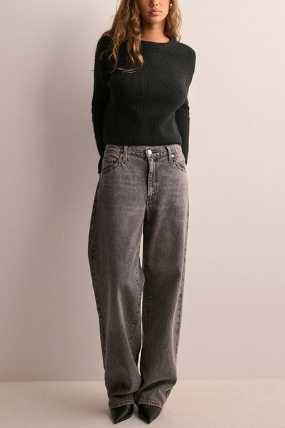 Color Loose Long Sleeve Lace-up Knitted Cardigan