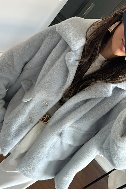 Lapel Long Sleeve Loose Furry Coat