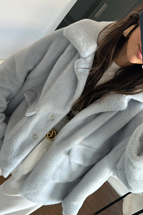 Lapel Long Sleeve Loose Furry Coat