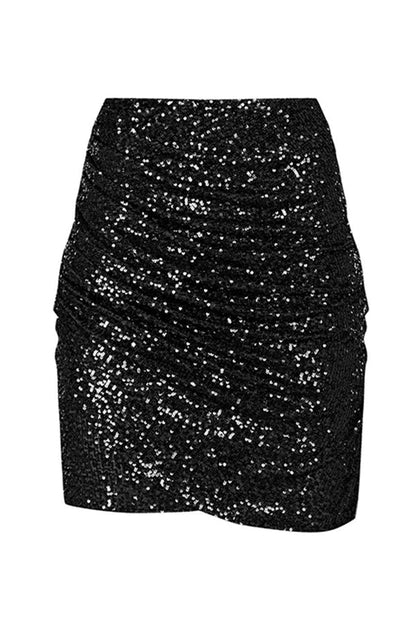 Days Sequined Elastic Waist Ruched Mini Skirt